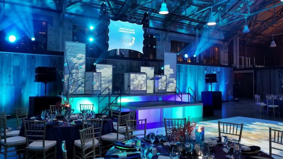 Elmwood Ottawa Event Projector Projection Mapping Screen Lighting AudioVisual AV Glowing Bar Stage Design Production Rental