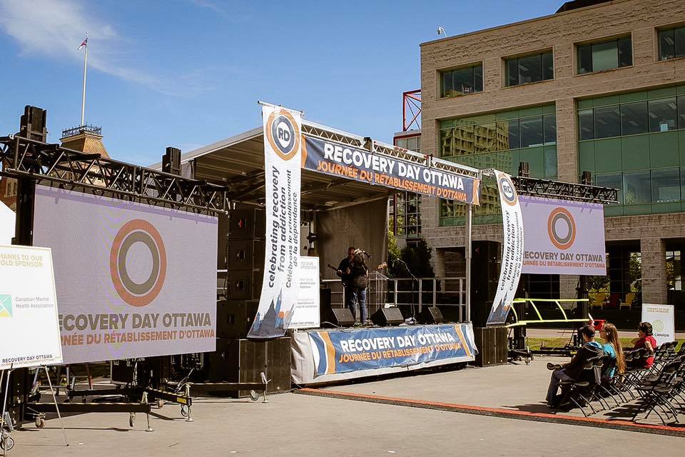 Recovery Day Ottawa Event Community Stage SL PA Speaker Audio Dual LED Video Wall Screen Rental Production