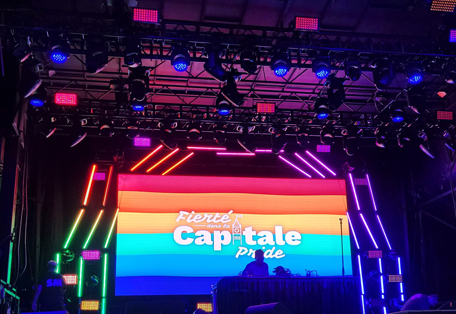 A photo of the stage and lighting setup at Ottawa's Capital Pride festival.