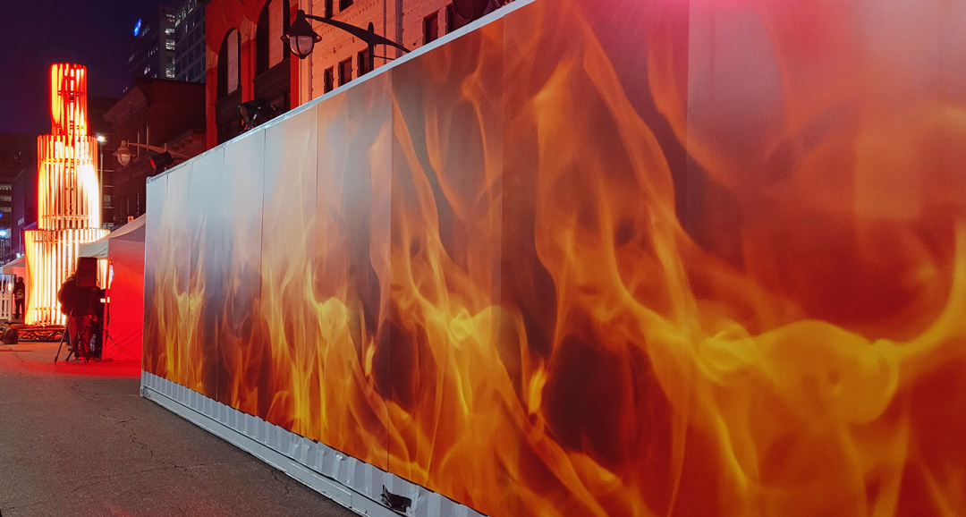 OSE's LED video wall showcases a high-resolution fire totem