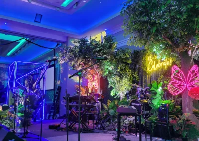 OSE Event Portfolio Photos - Caivan Corporate Gala - Unique Staging with Neon Lights and Trees