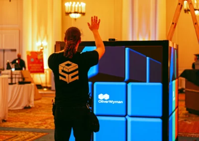 OSE Event Portfolio Photos - Behind the scene of the interactive cube video wall installation